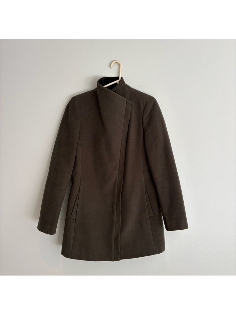 Andrew Marc Dark Green Asymmetrical Zipper Coat Size M